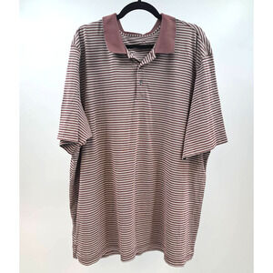 Eddie Bauer Mens Polo Shirt 3XLT Striped Textured Knit Pima Cotton Maroon Gray